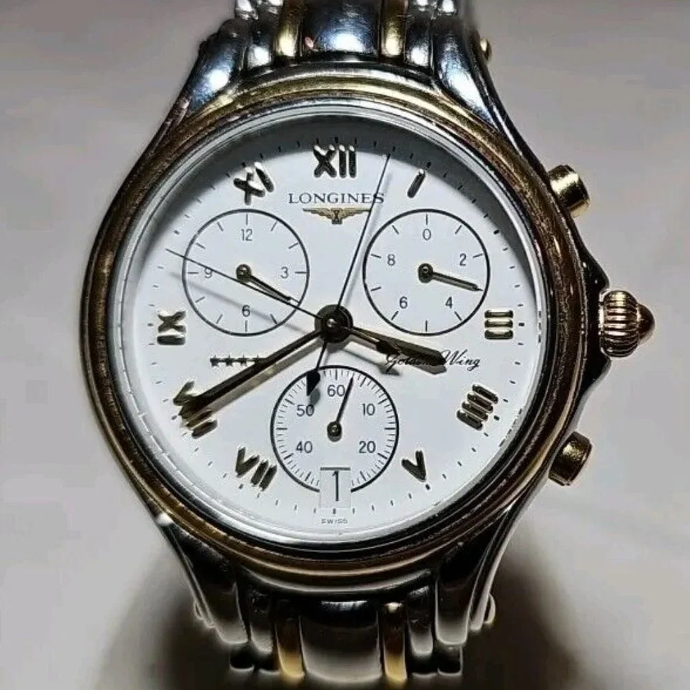 Vintage 1969 Longines Golden Wing Gold Mens Watch L3.610.5 35mm Stainless Steel - Picture 2 of 13